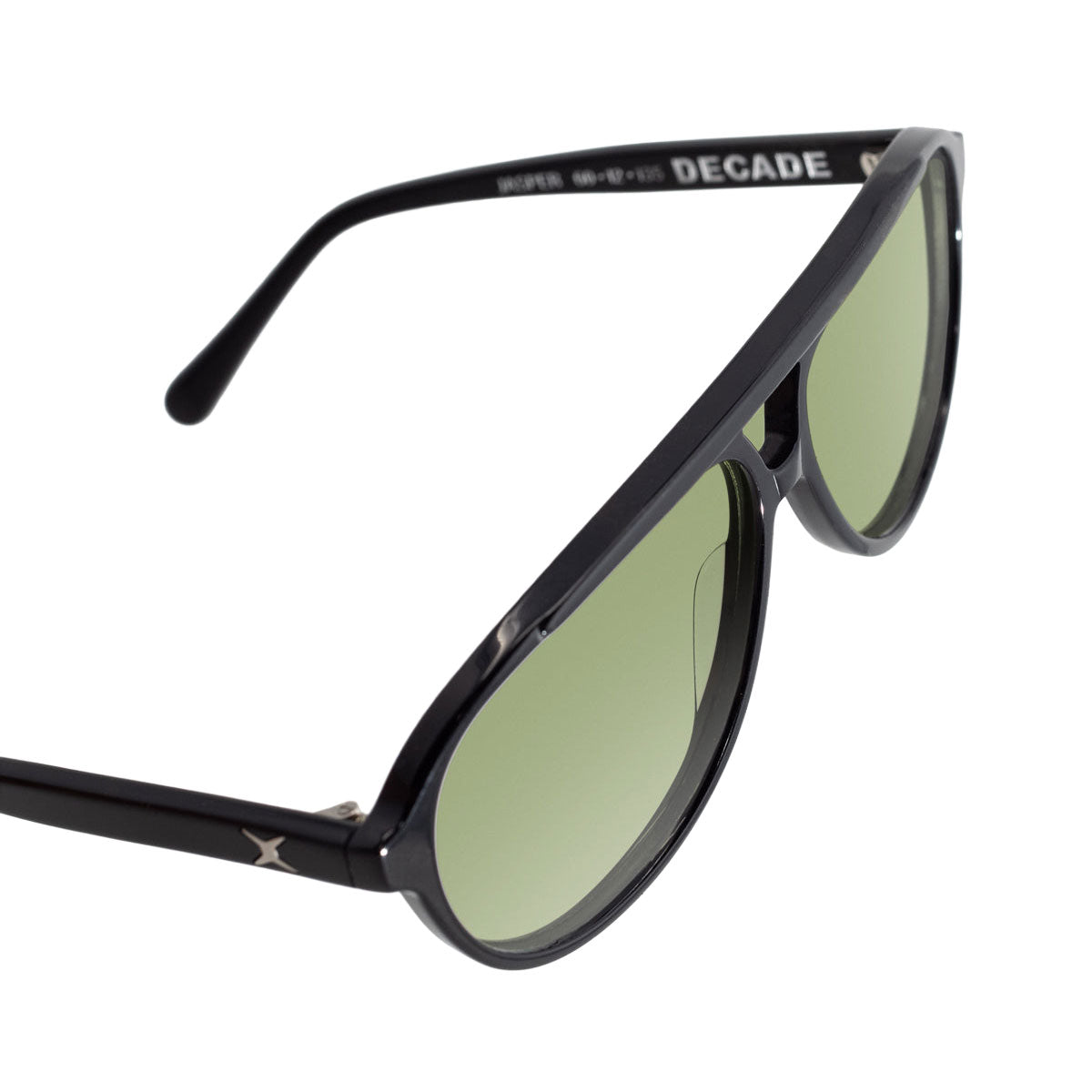 Decade Jasper 80s Sunglasses - Gloss Black Acetate/Green CR39 image 5