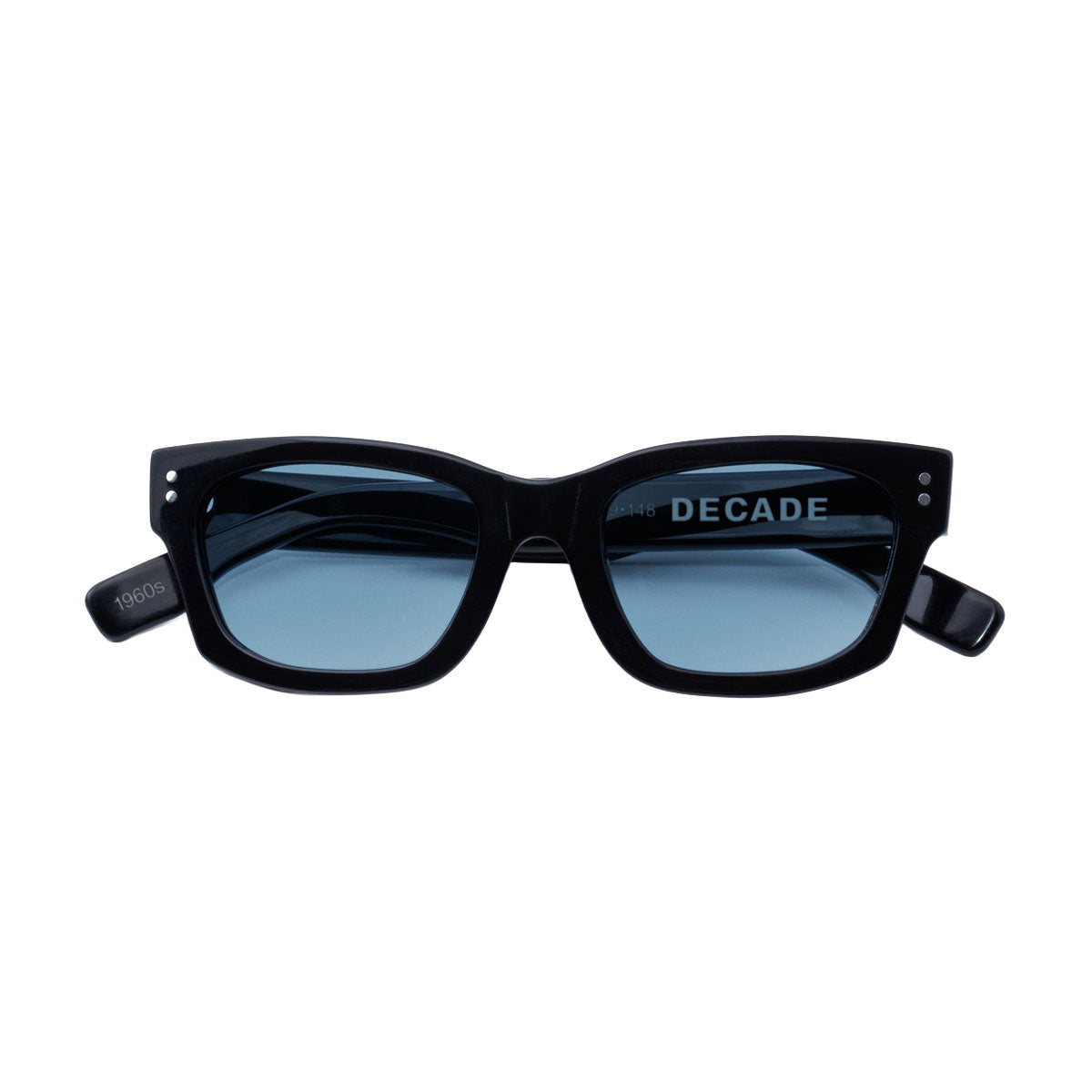 Decade Milton 60s Sunglasses - Gloss Black Acetate/Blue CR39 image 3