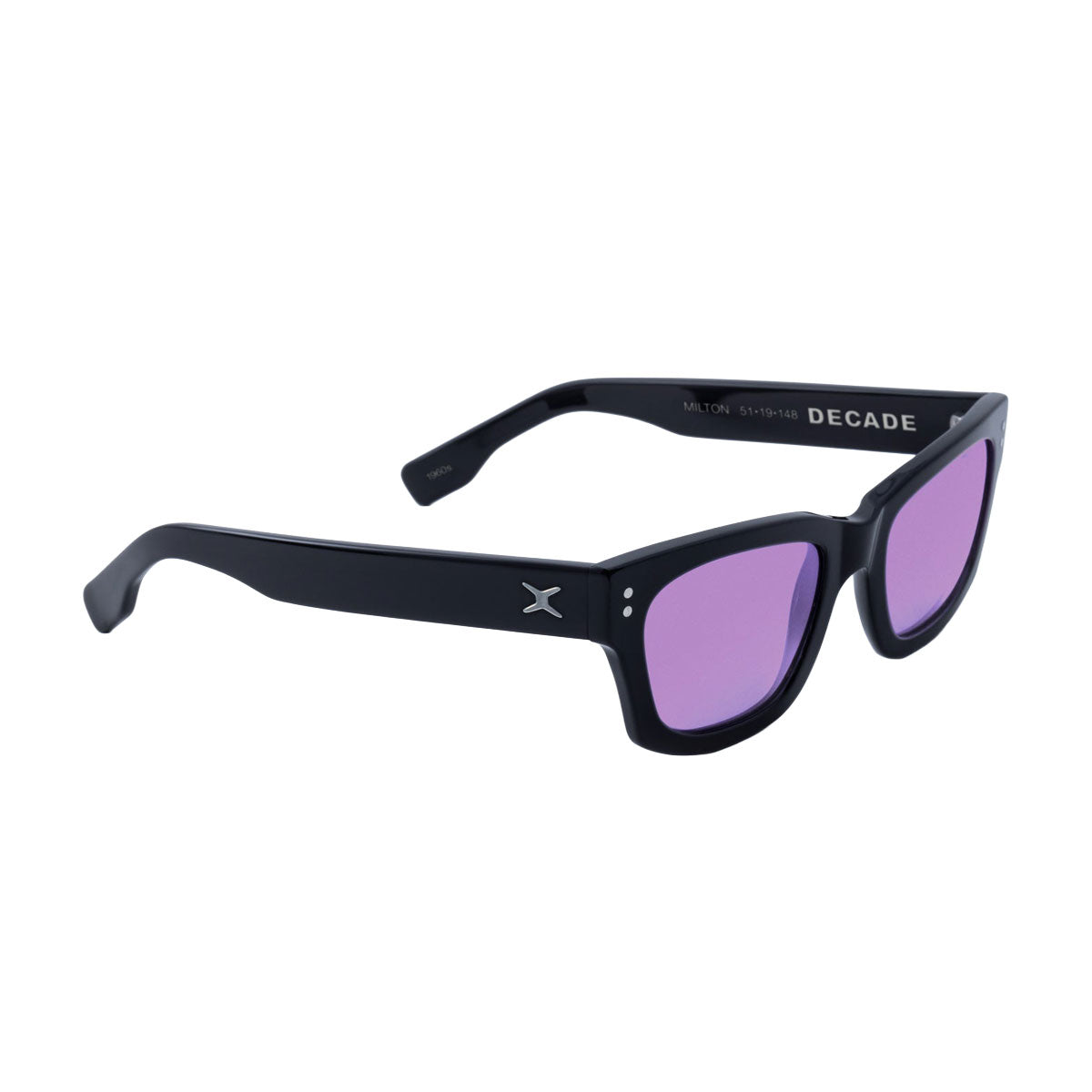 Decade Milton 60s Sunglasses - Gloss Black Acetate/Purple CR39 image 1