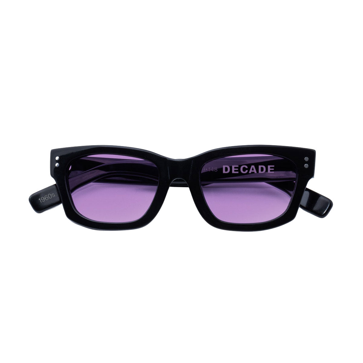Decade Milton 60s Sunglasses - Gloss Black Acetate/Purple CR39 image 3