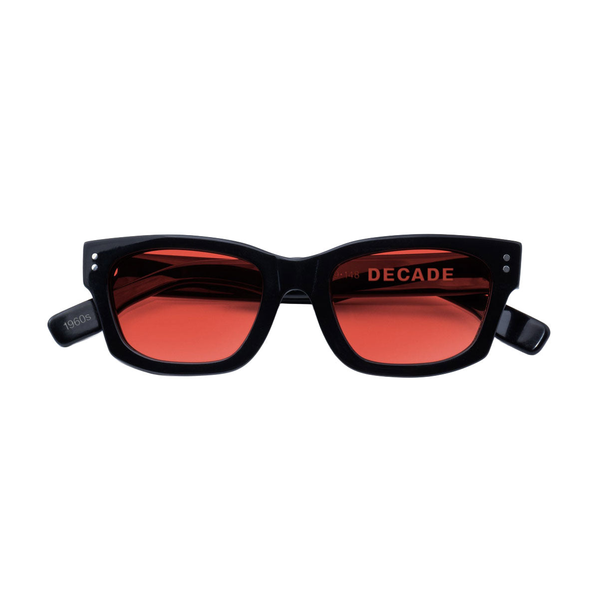 Decade Milton 60s Sunglasses - Gloss Black Acetate/Red CR39 image 3