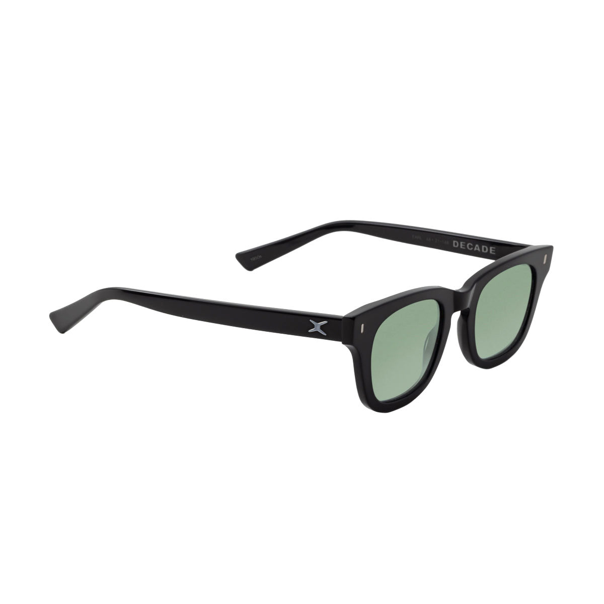Decade Earl 50s Sunglasses - Gloss Black Acetate/Green CR39 image 1