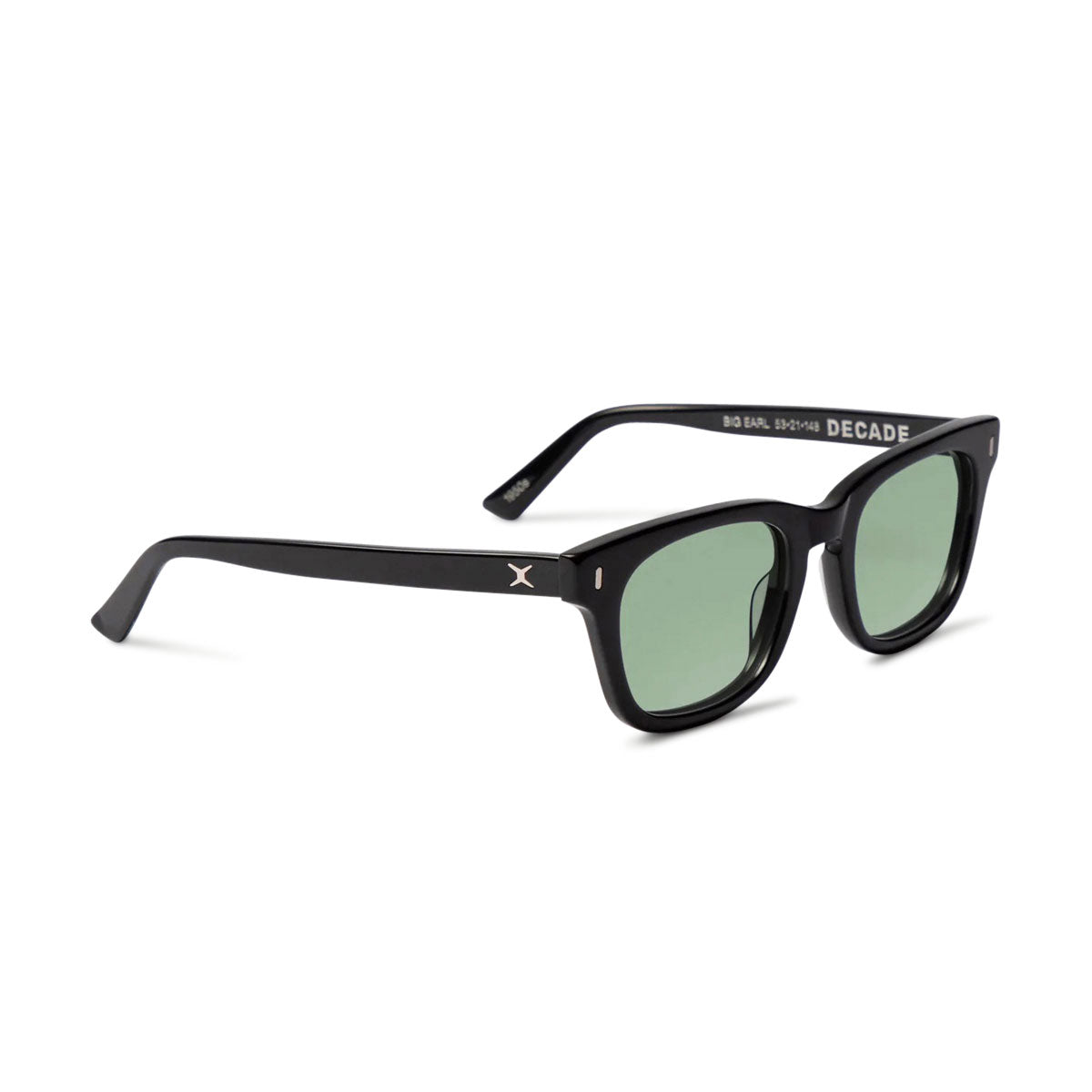 Decade Big Earl 50s Sunglasses - Gloss Black Acetate/Green CR-39 image 1