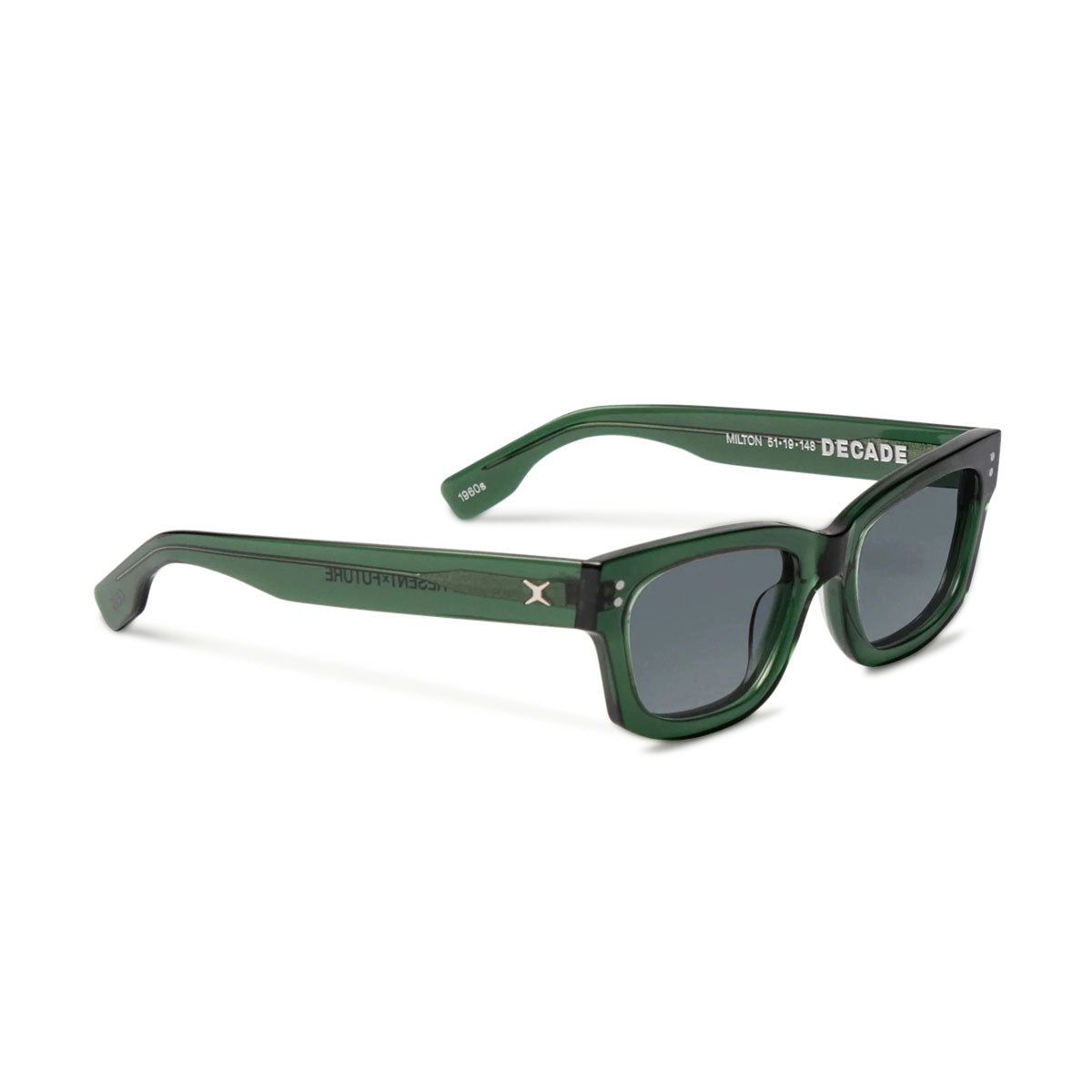 Decade Milton 60s Sunglasses - Crystal Green Acetate/Grey Tac Polarized image 2