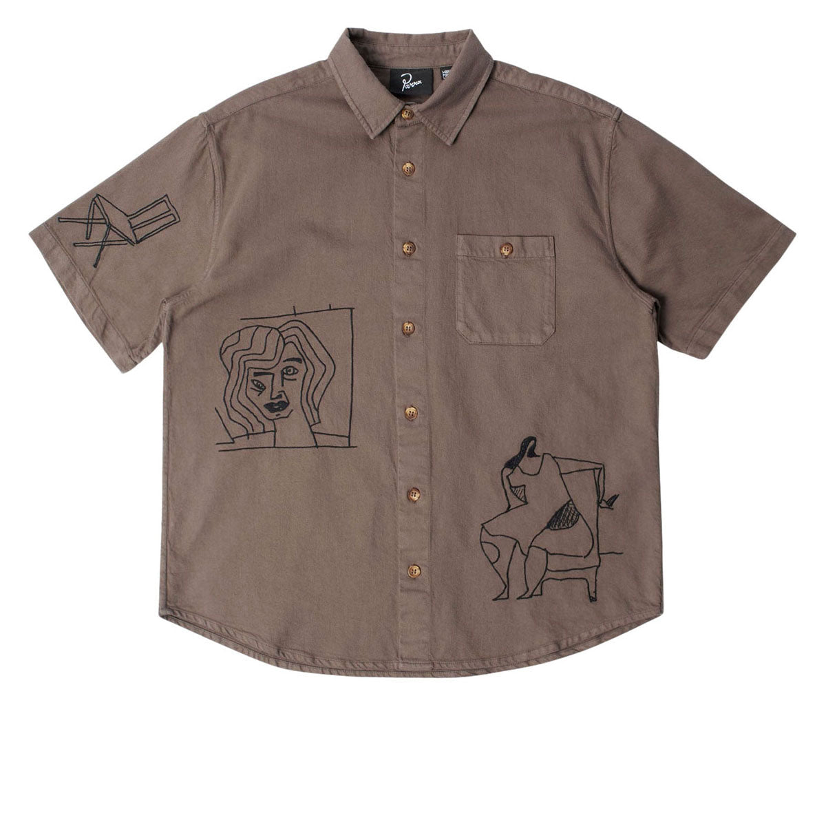 By Parra Crooked Face Short Sleeve Shirt - Brown image 1