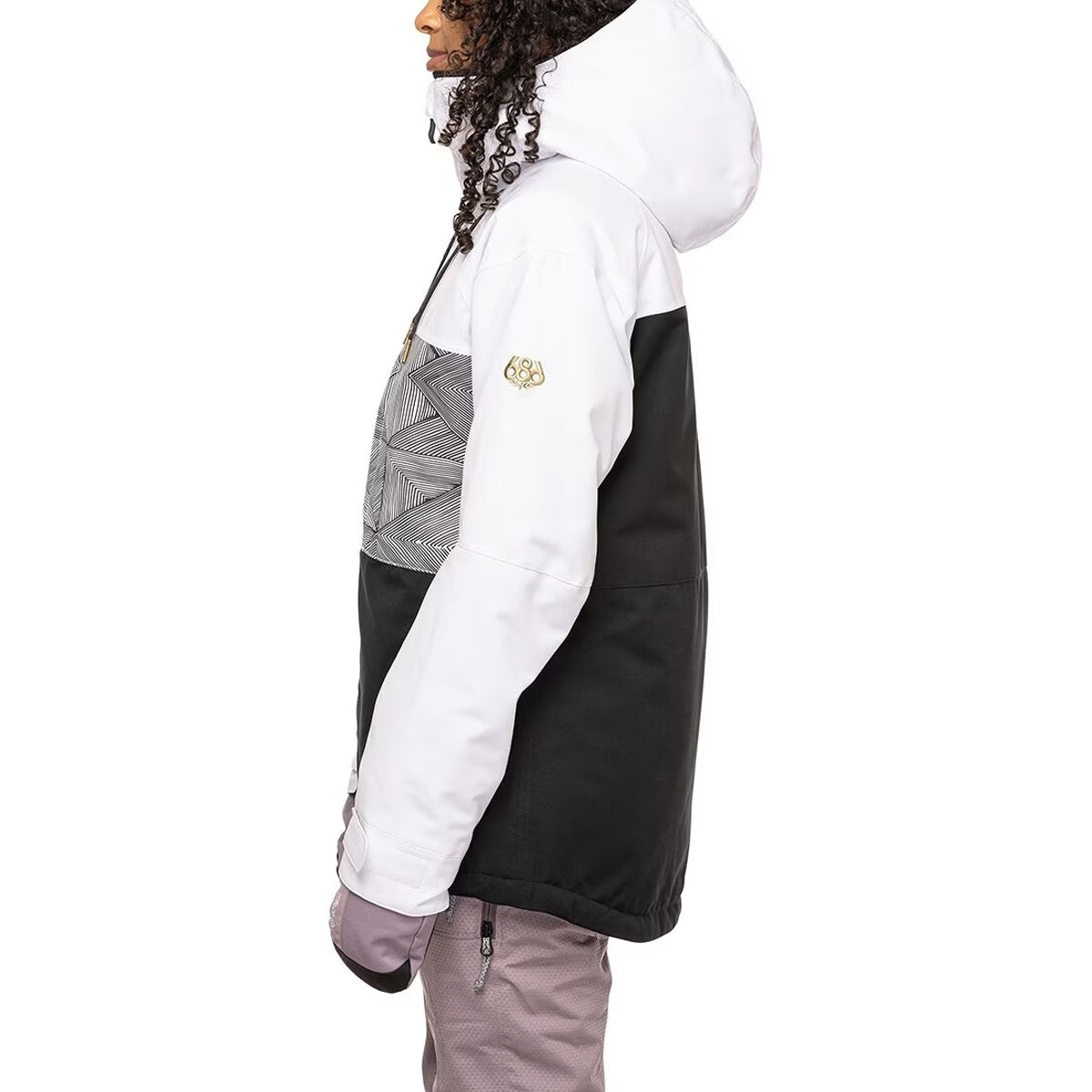 686 Womens Athena Insulated Snowboard Jacket - White Geo Colorblock image 2