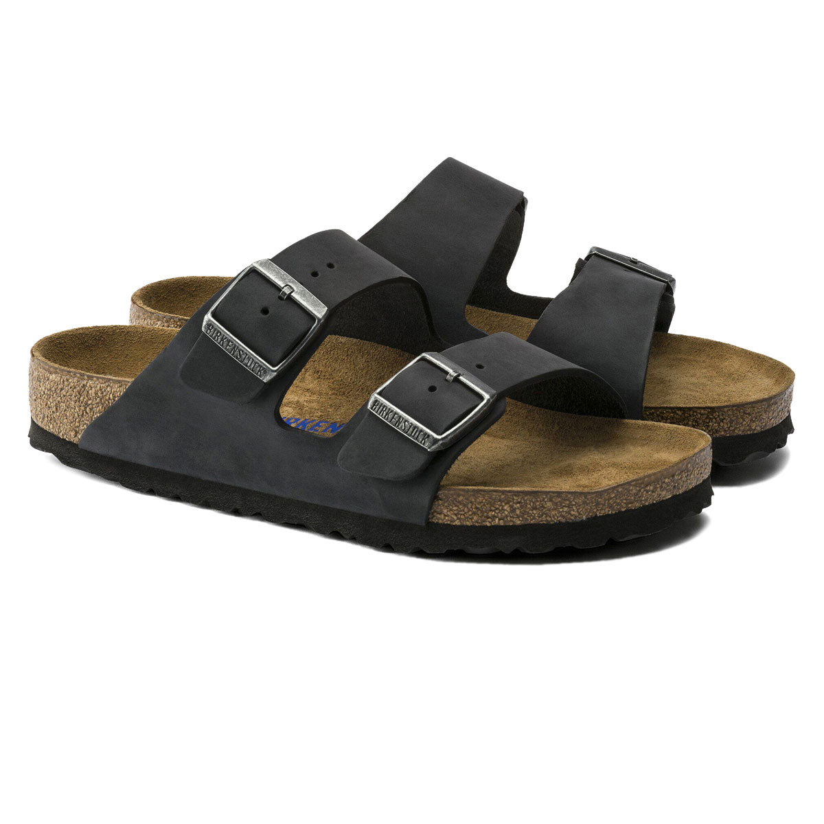 Birkenstock Arizona Soft Footbed Sandals - Black Oilded Leather image 2
