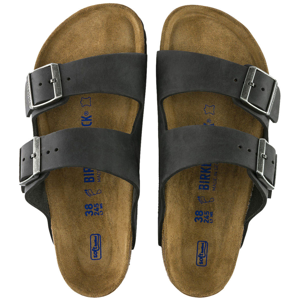 Birkenstock Arizona Soft Footbed Sandals - Black Oilded Leather image 3