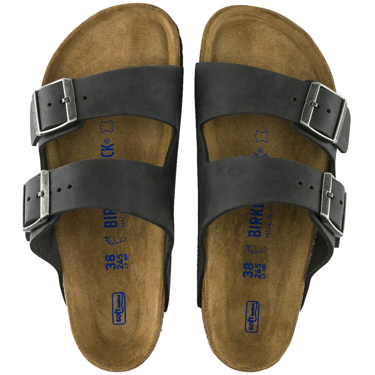 Birkenstock Womens Arizona Soft Footbed Sandals - Black Oilded Leather image 3