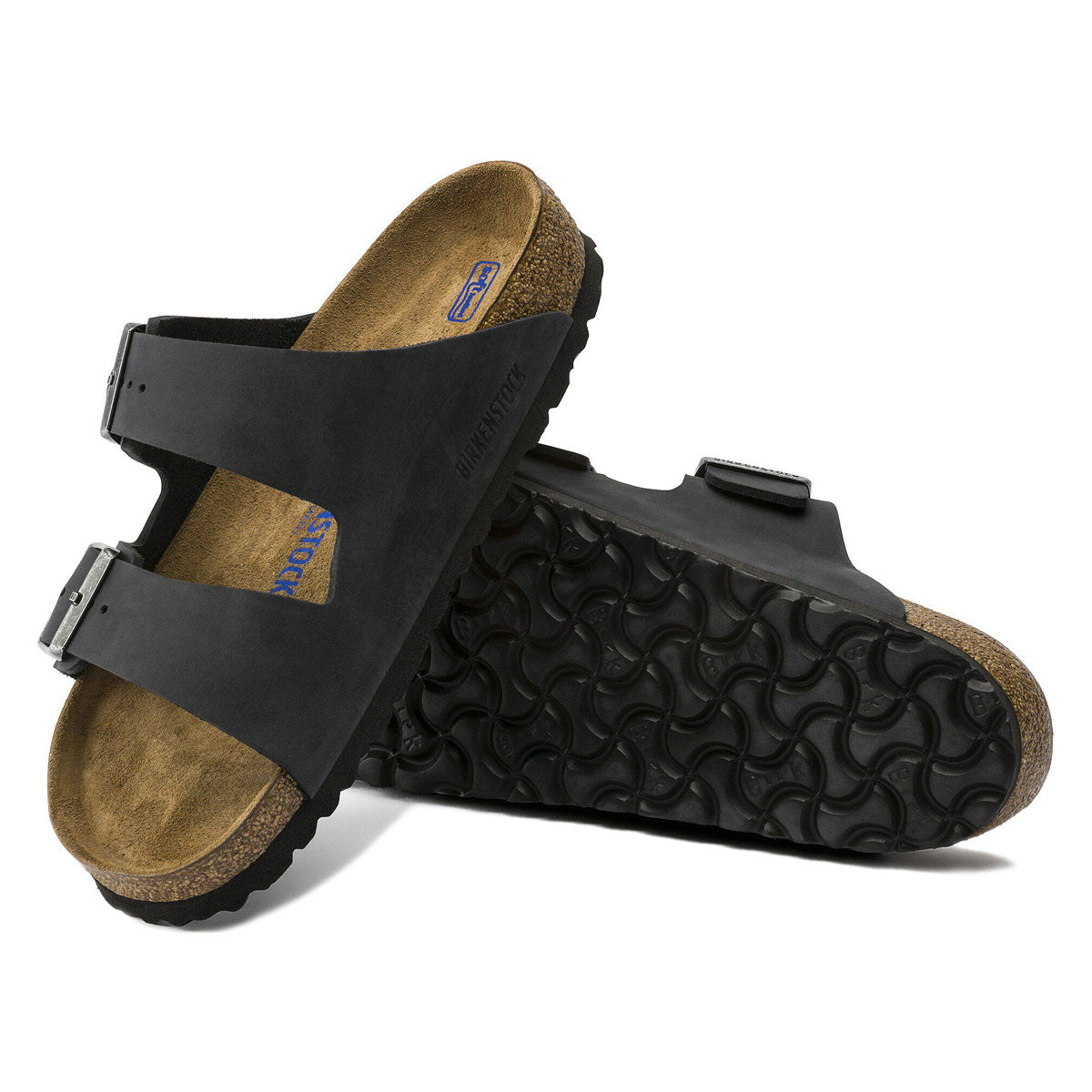 Birkenstock Womens Arizona Soft Footbed Sandals - Black Oilded Leather image 4