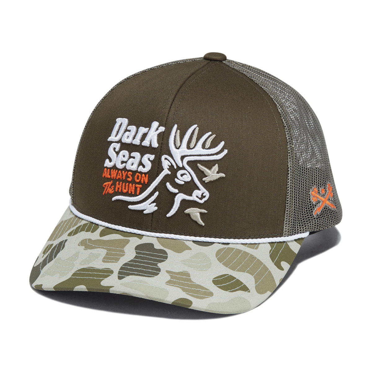 Dark Seas Bucked Hat - Olive/Camo image 1