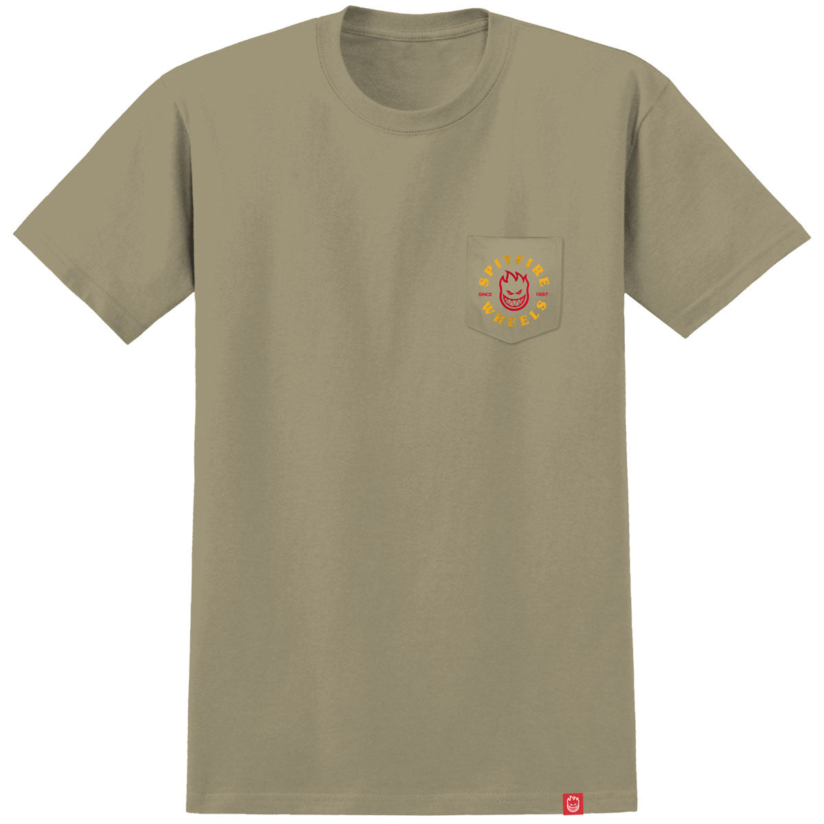 Spitfire Bighead Classic Pocket T-Shirt - Sand/Gold/Red image 1