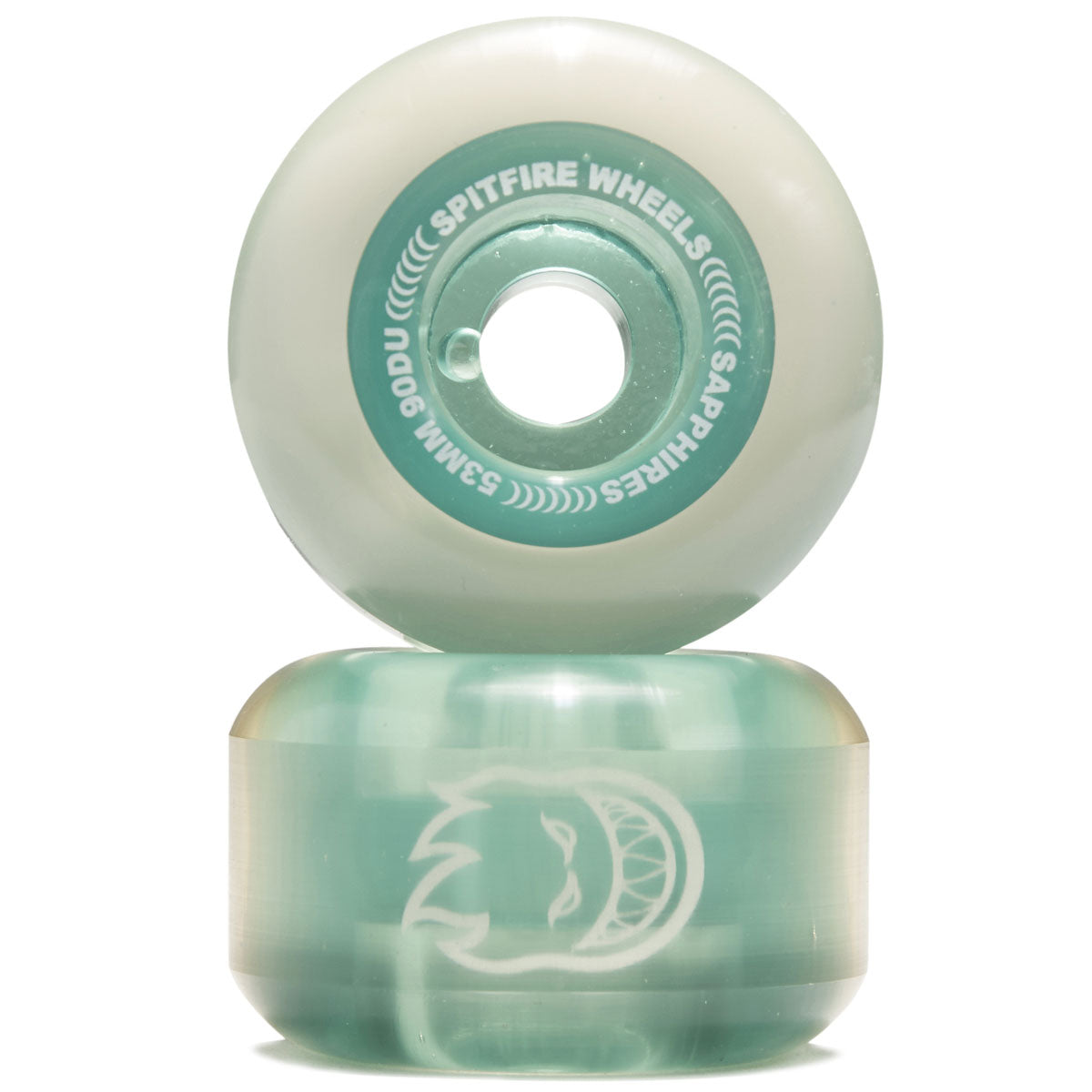 Spitfire 90d Sapphires Skateboard Wheels - Clear Green - 53mm image 2