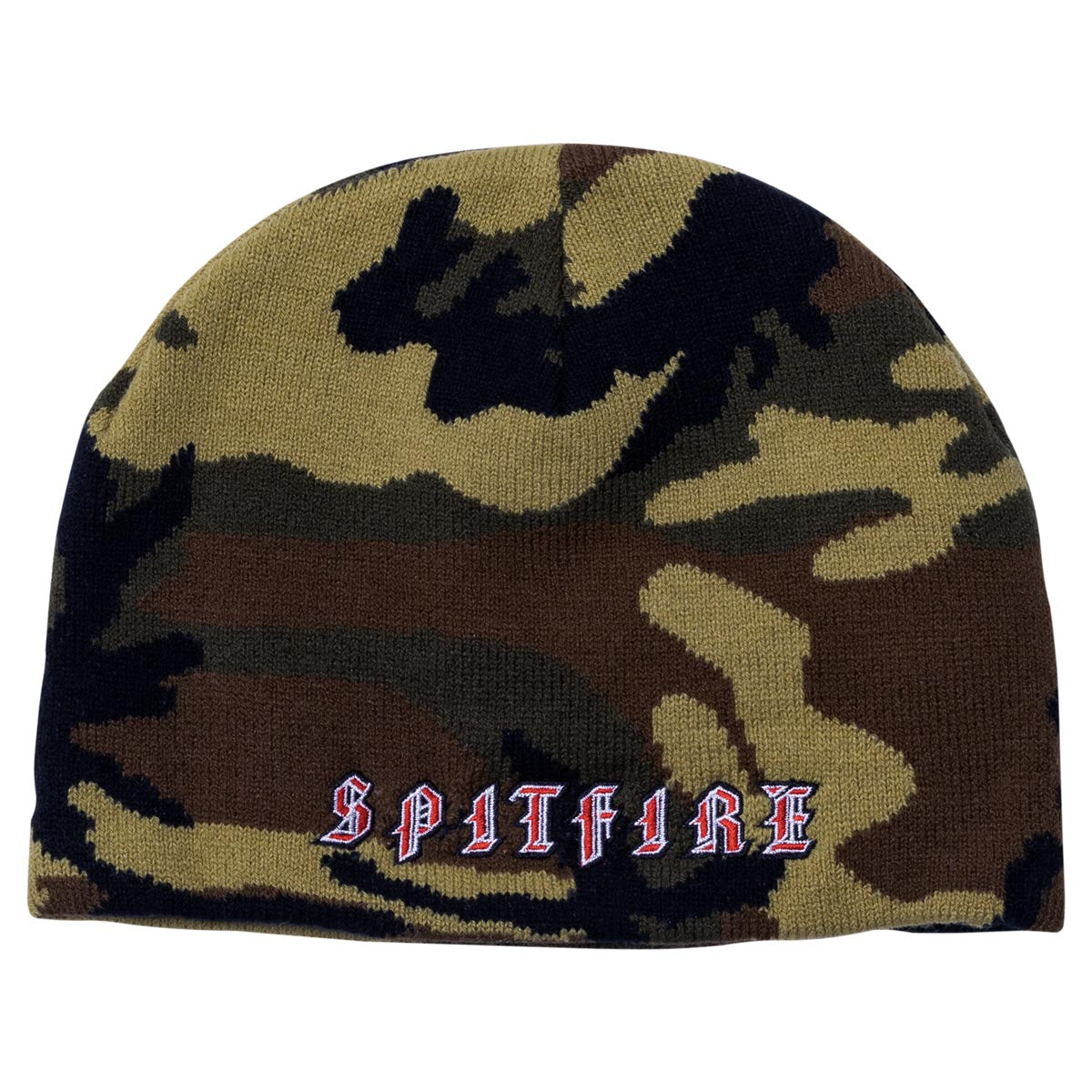 Spitfire Old E Skully Beanie - Camo/Red/White image 1