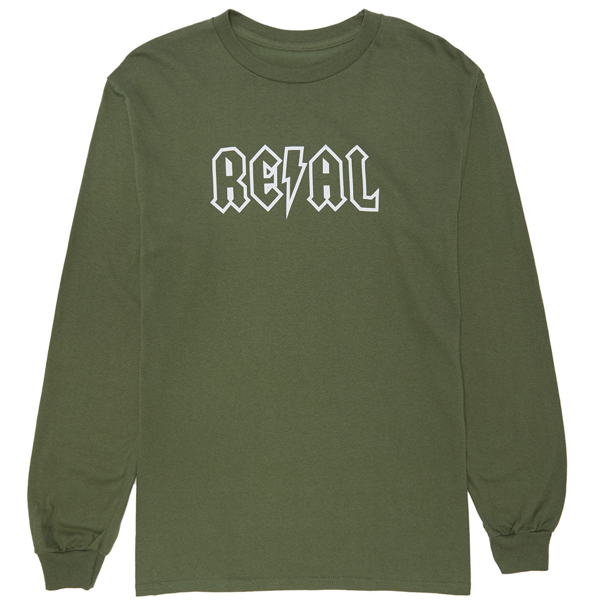 Real Deeds Long Sleeve T-Shirt - Military Green/White image 1