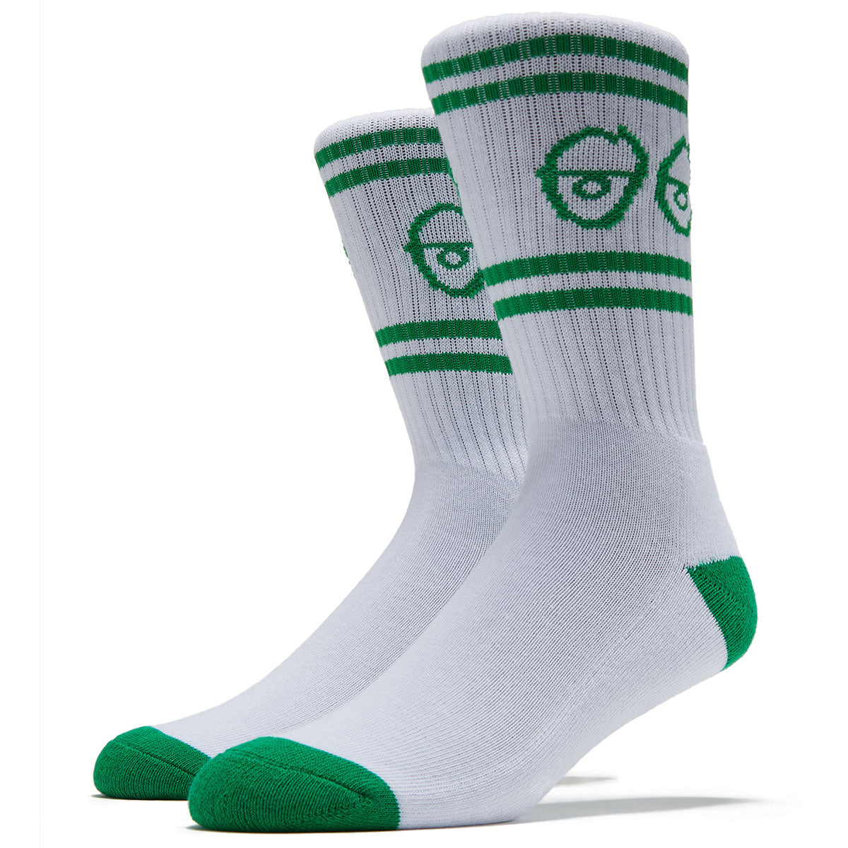 Krooked Eyes Socks - White/Green image 1
