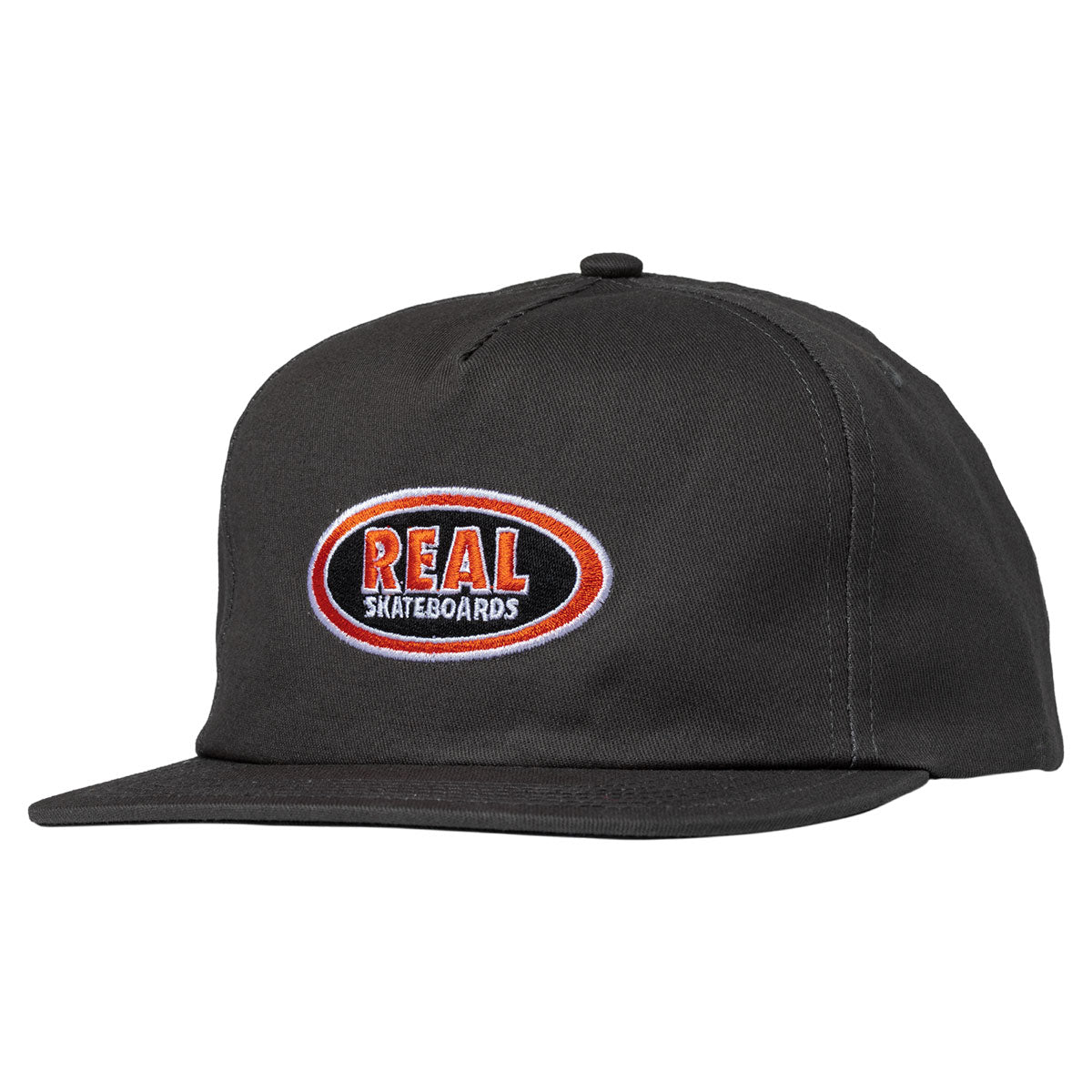 Real Oval Emb Snapback Hat - Charcoal/Red image 1