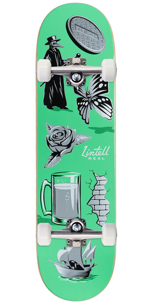 Real Lintell Revealing Skateboard Complete - Turquoise - 8.28