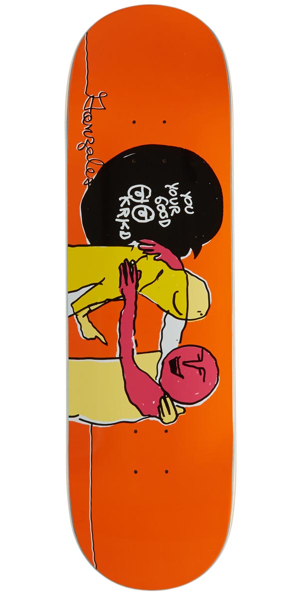 Krooked Gonz Your Good Skateboard Deck - Orange - 9.02