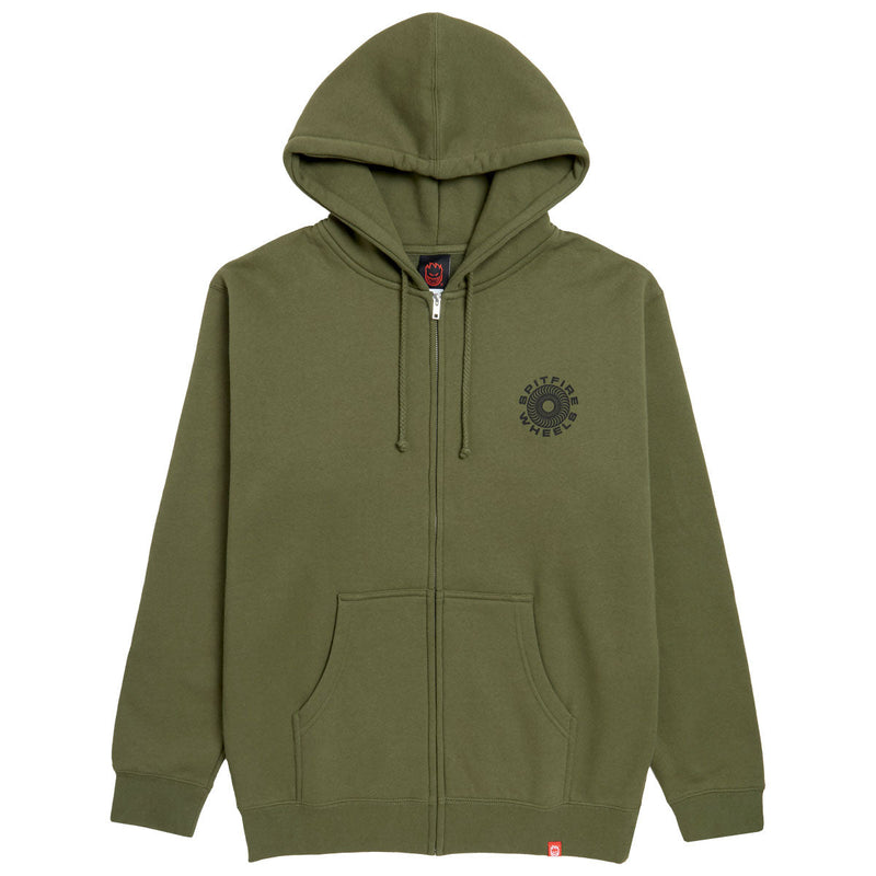 Spitfire Classic '87 Swirl Fill Zip Up Hoodie - Army/Black/Red Prints