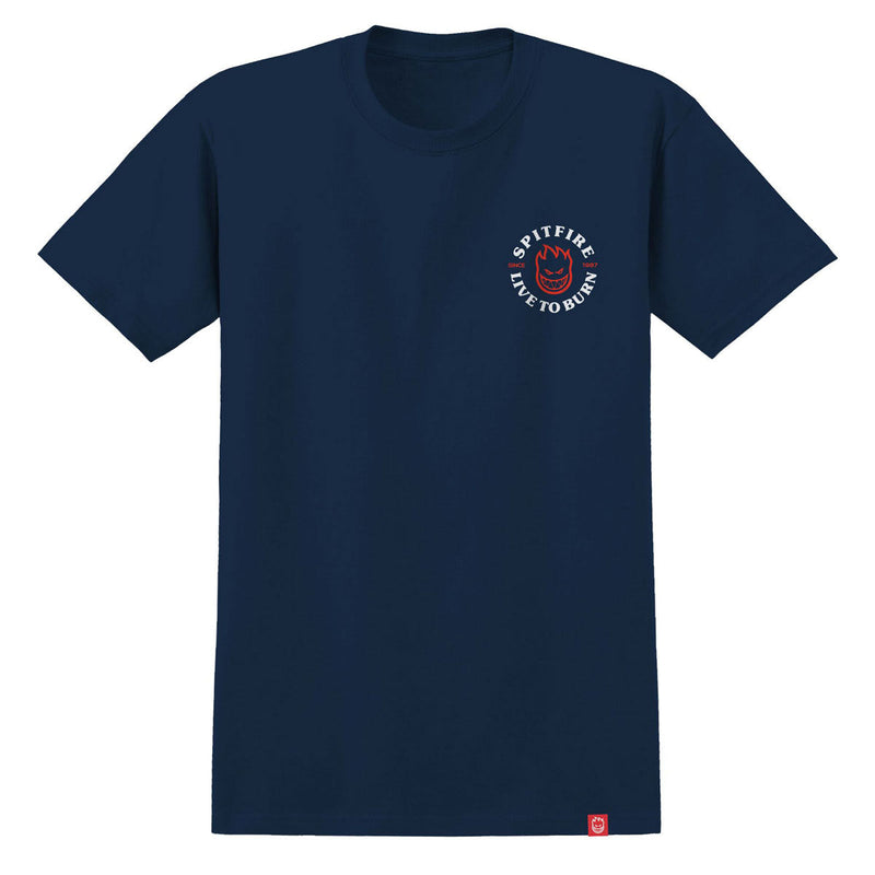 Spitfire Live To Burn Classic T-Shirt - Navy/Red/White Prints