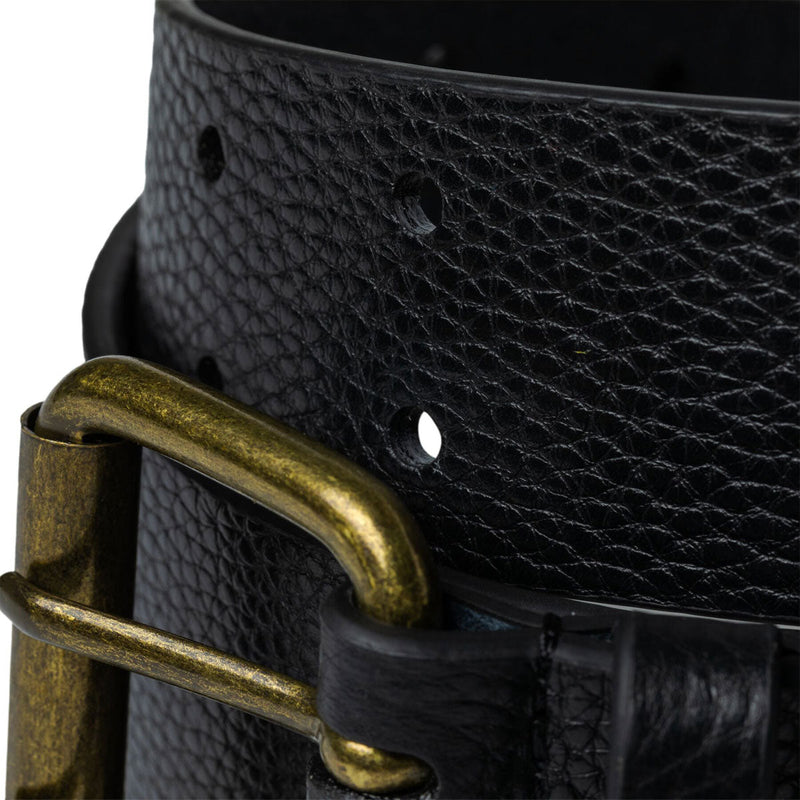 Spitfire Bighead Leather Belt - Black Pebble Grain/Antique Brass
