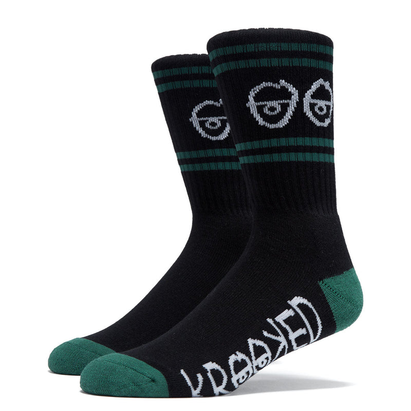 Krooked Eyes Socks - Black/Green/White