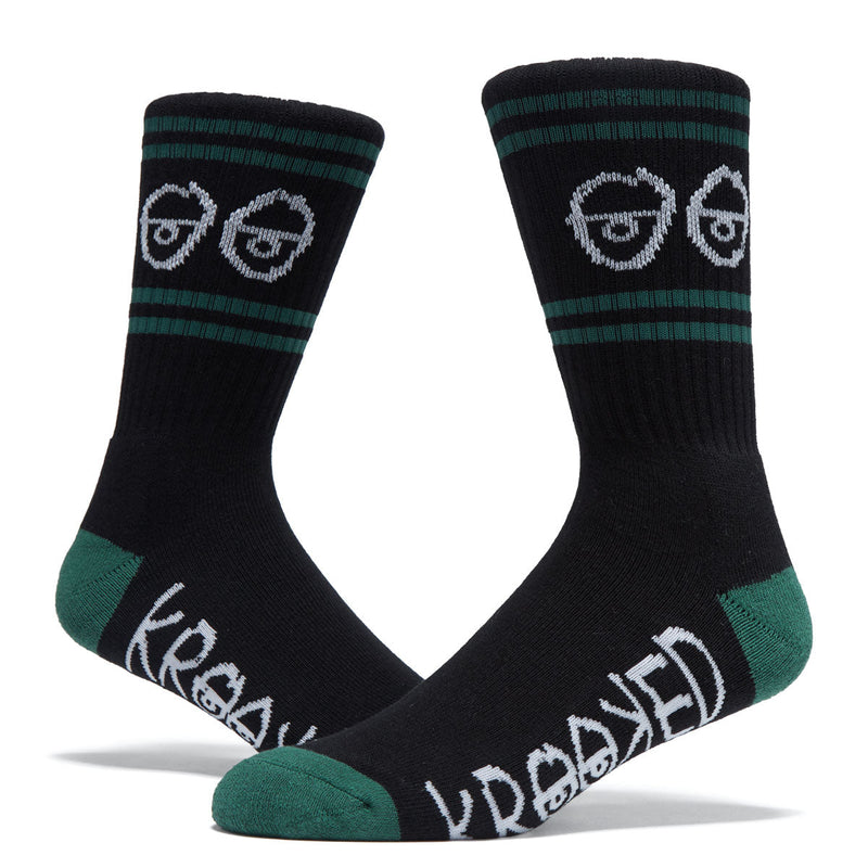 Krooked Eyes Socks - Black/Green/White
