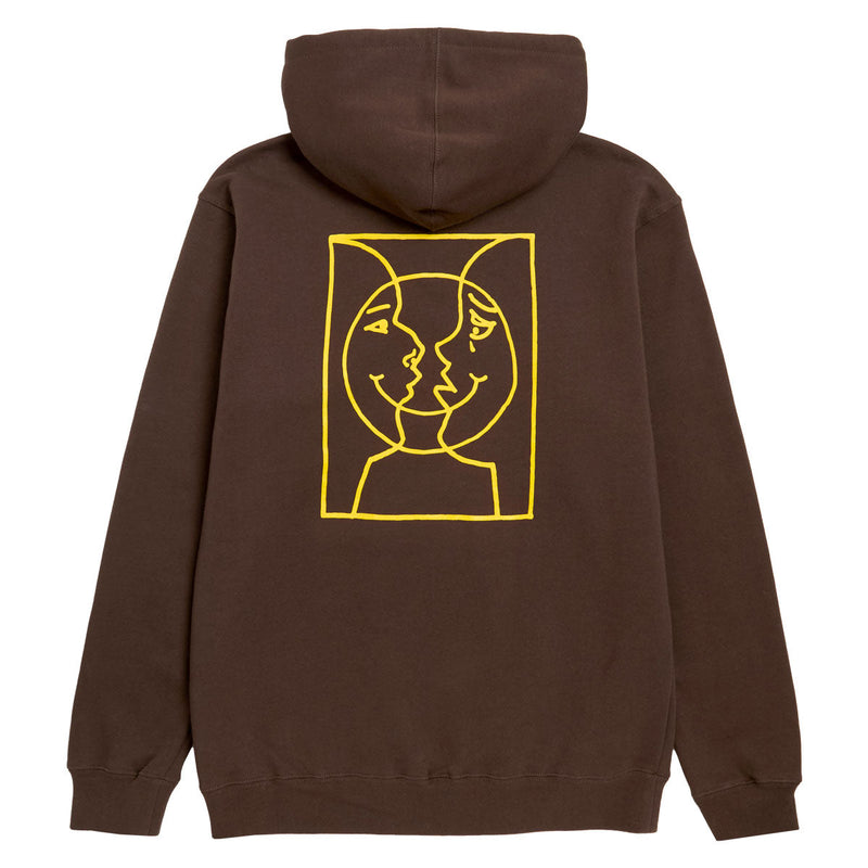 Krooked Moonsmile Raw Hoodie - Brown/Yellow Prints