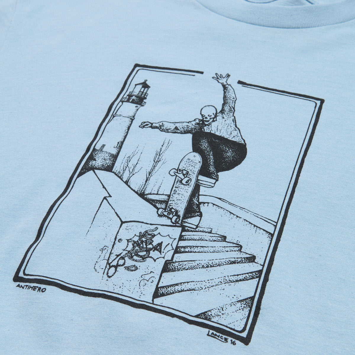 Anti-Hero BA Lance T-Shirt - Heather Light Blue/Black image 2