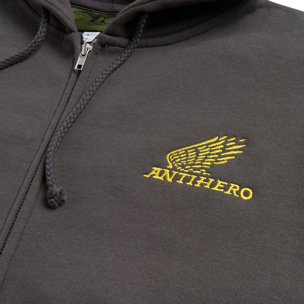 Anti-Hero Motorized Emb Zip Hoodie - Charcoal/Yellow image 2