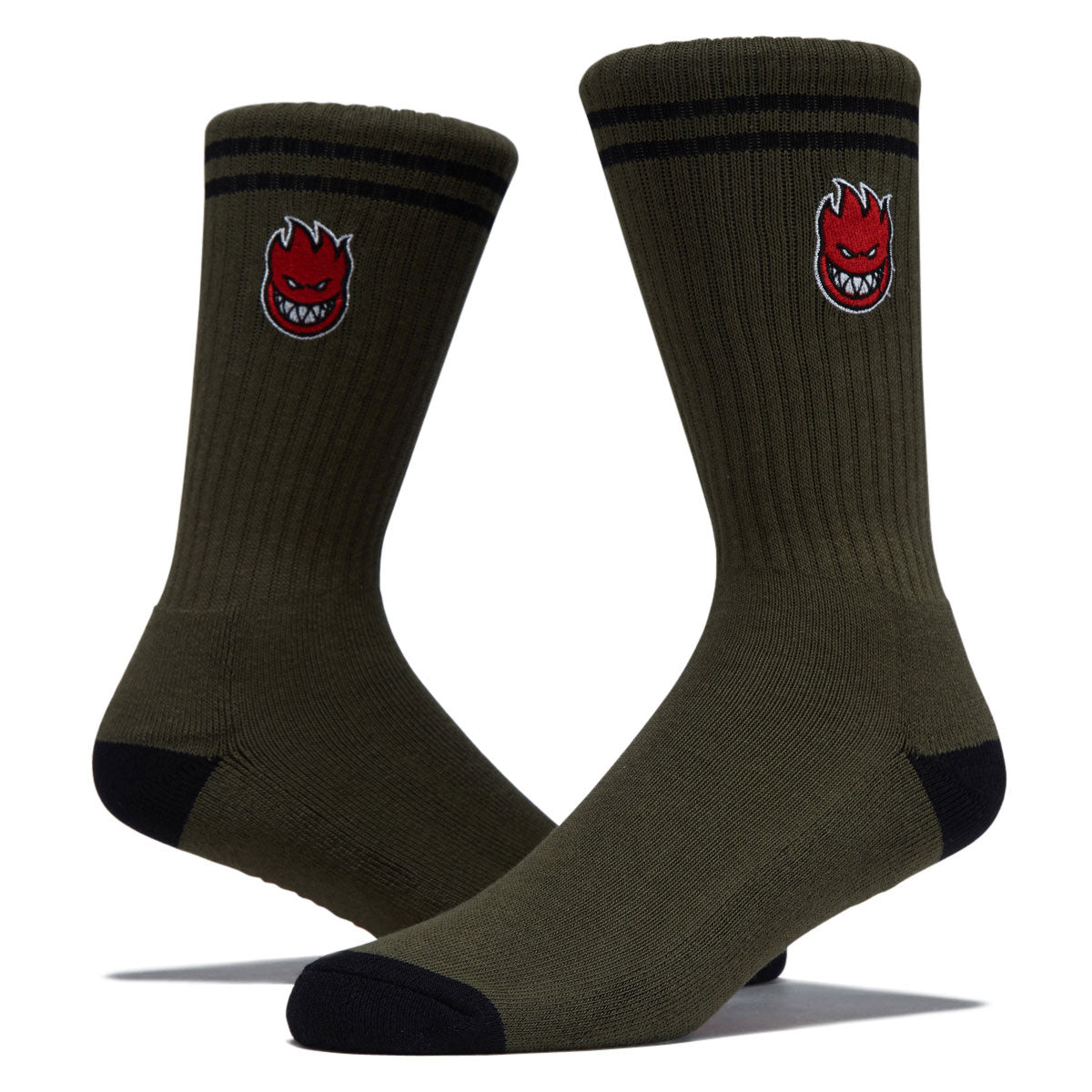 Spitfire Bighead Fill Emb Socks - Olive/Black/Red image 2