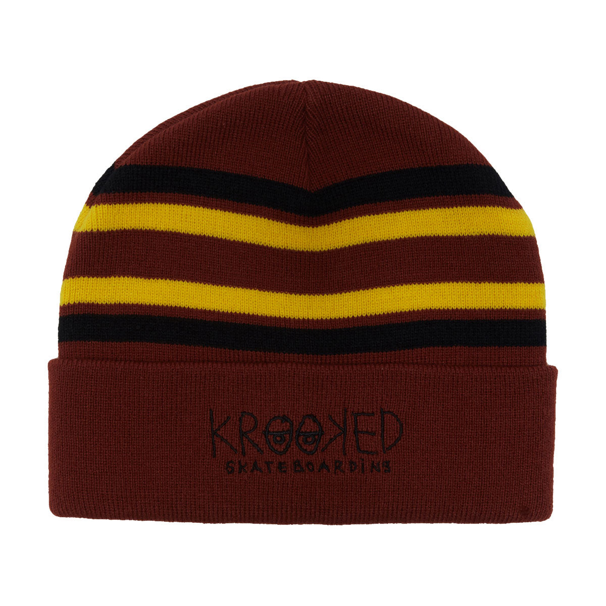 Krooked Eyes Beanie - Dark Red/Gold/Black image 1