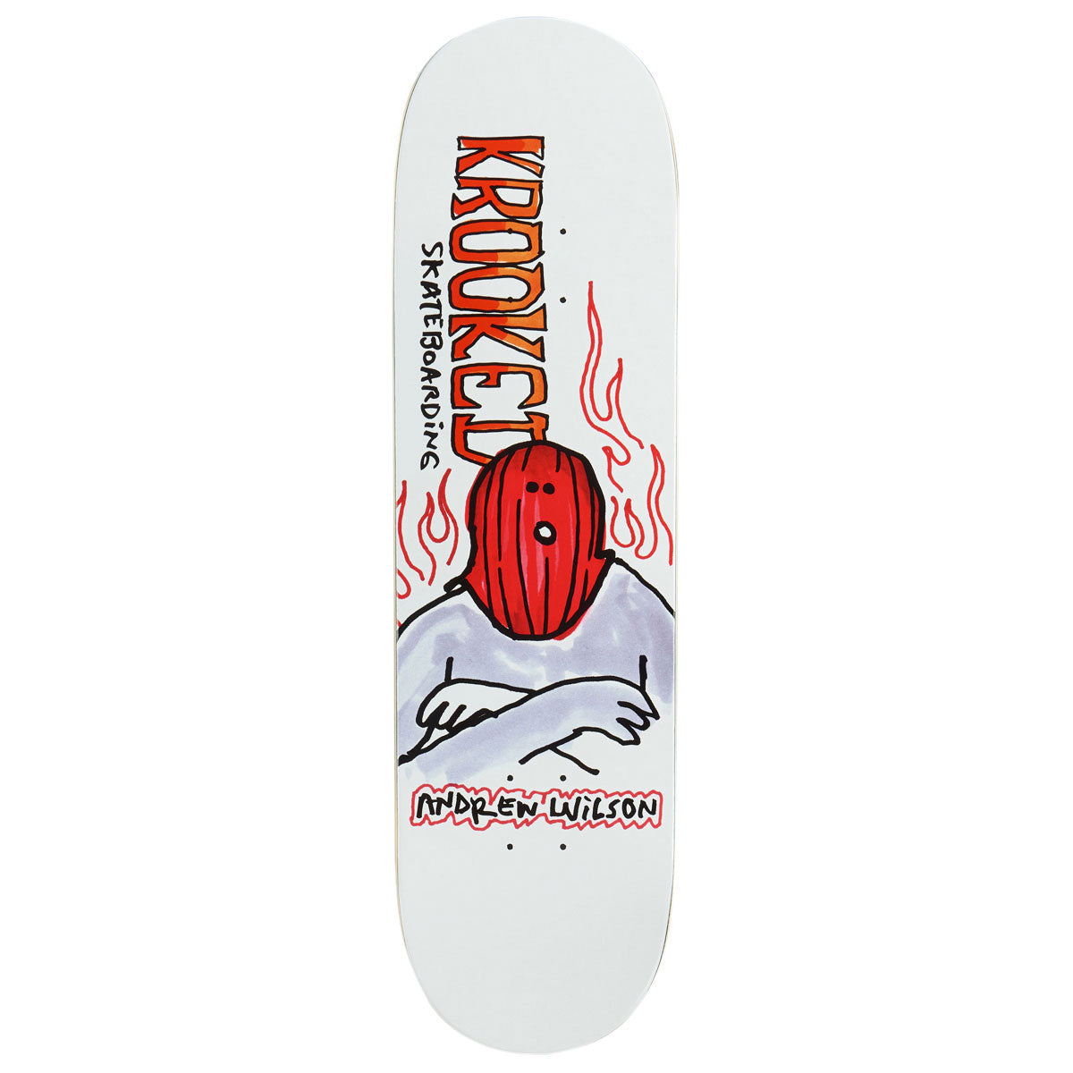 Krooked Wilson Fire Mask Skateboard Deck - White - 8.75