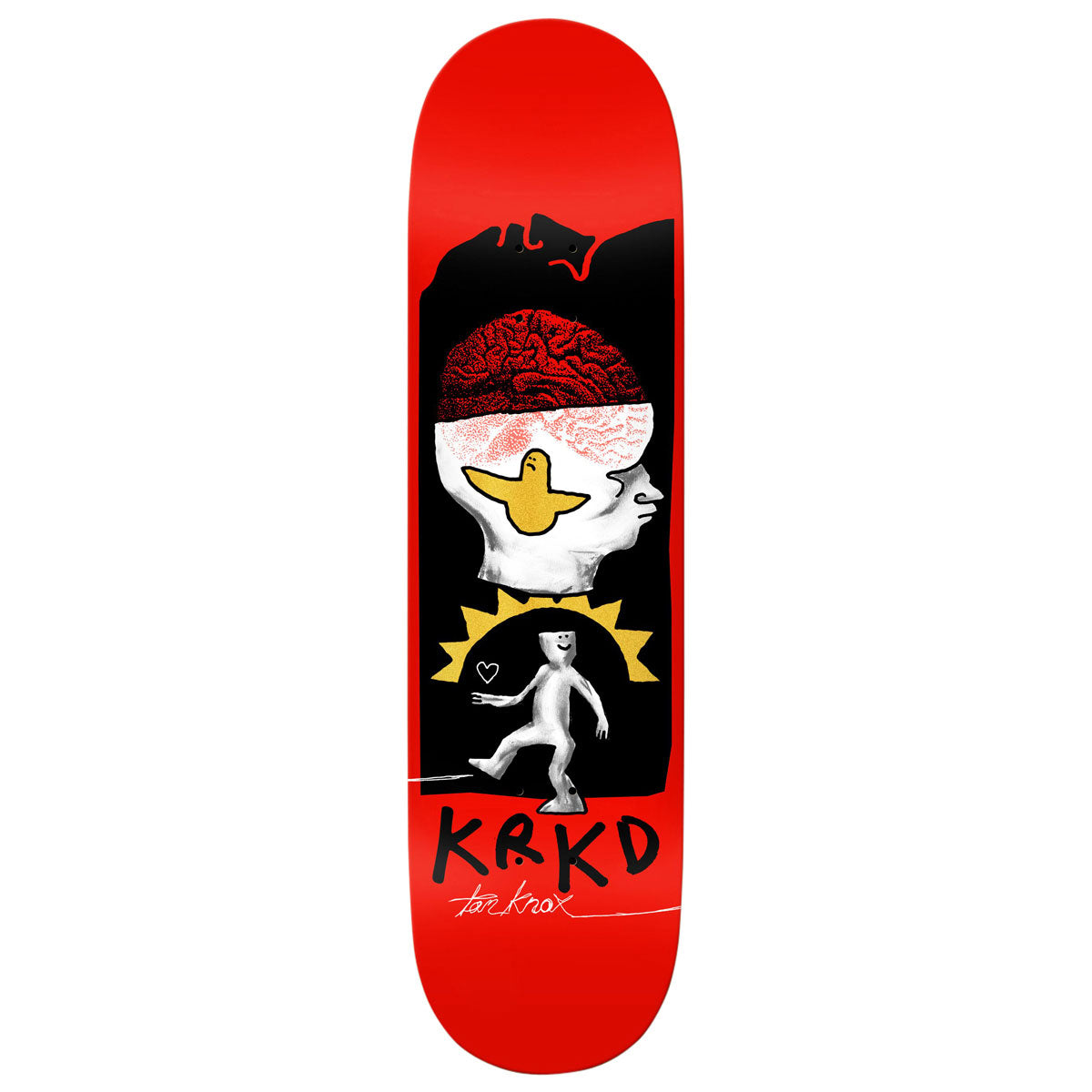 Krooked Knock Brain And Bird Skateboard Deck - Orange - 8.50