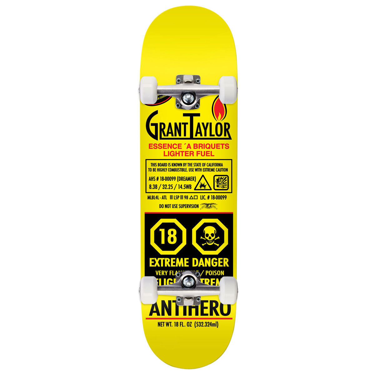 Anti-Hero Taylor Fueled Up Skateboard Complete - Yellow - 8.38