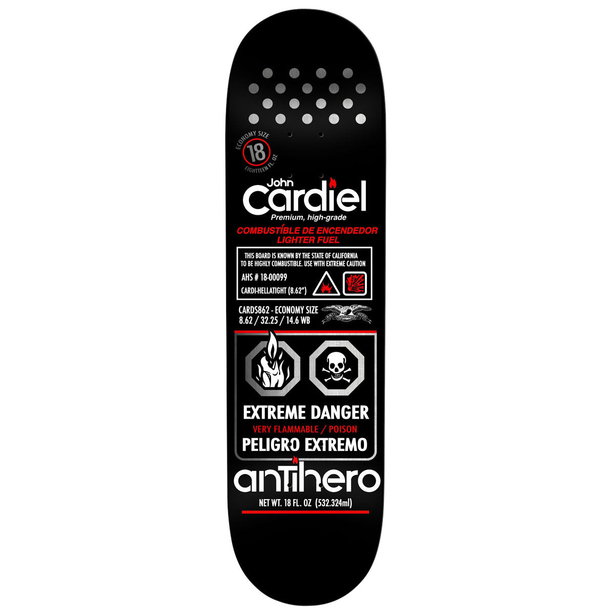 Anti-Hero Cardiel Fueled Up Skateboard Deck - Black - 8.62