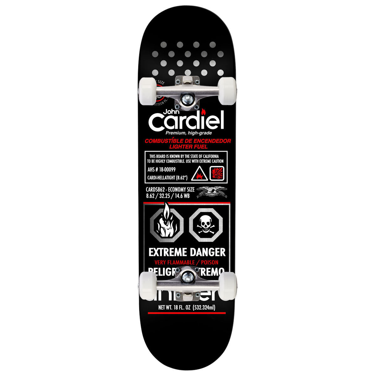 Anti-Hero Cardiel Fueled Up Skateboard Complete - Black - 8.62