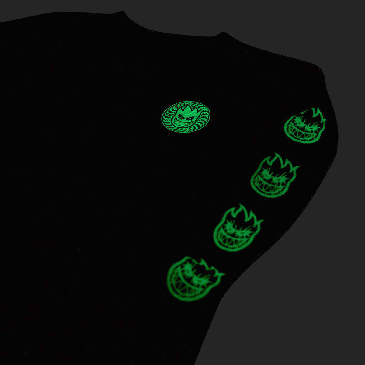 Spitfire Deathmask Classic Long Sleeve T-Shirt - Black/Glow image 3