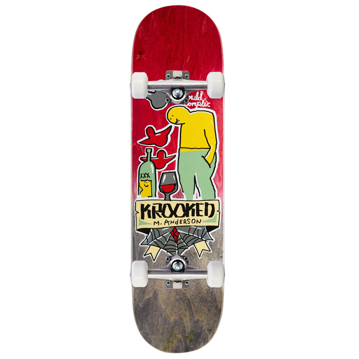 Krooked Manderson Complex Skateboard Complete - Maroon/Black - 8.38
