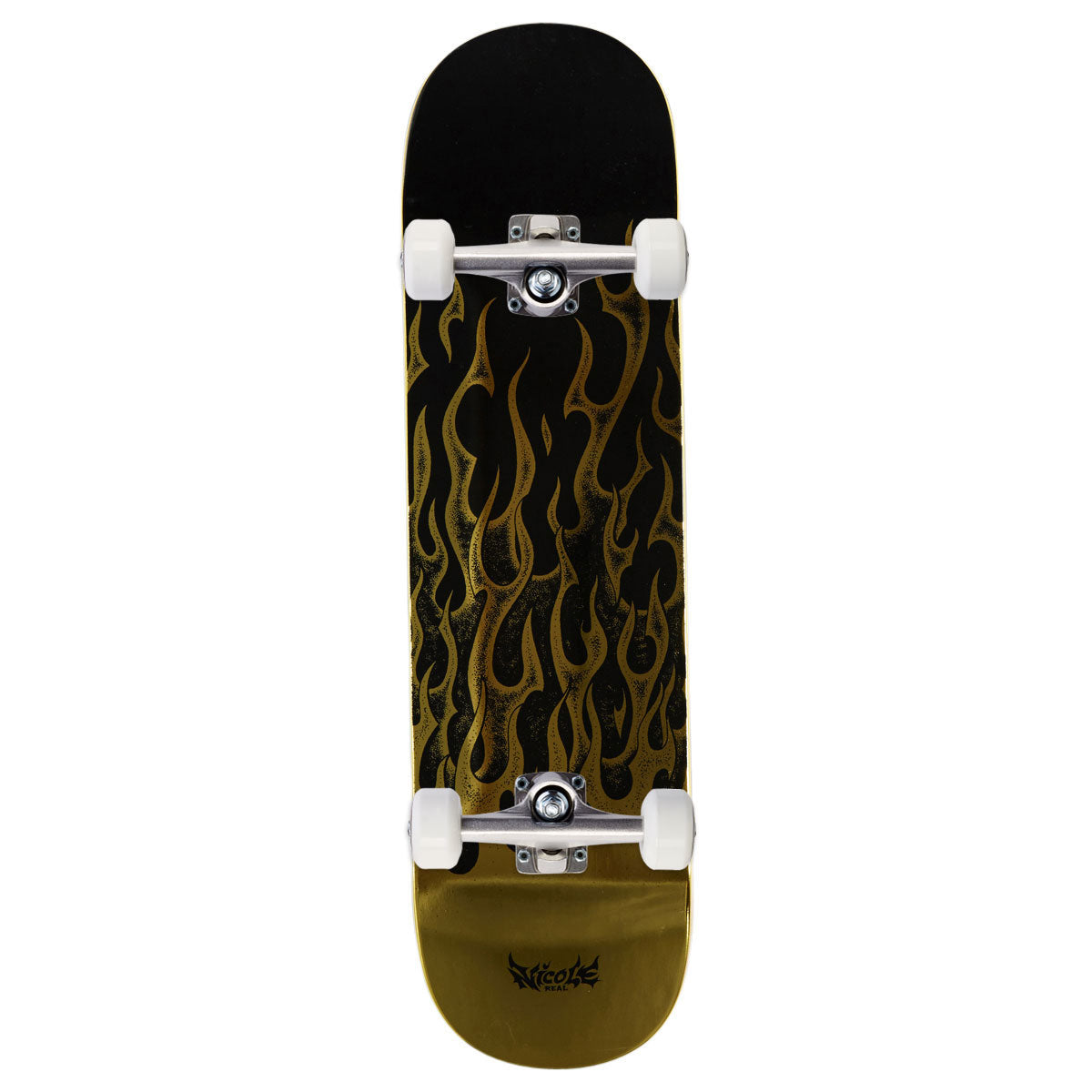 Real Nicole Flames Redux Twin Nose Skateboard Complete - Gold - 8.25