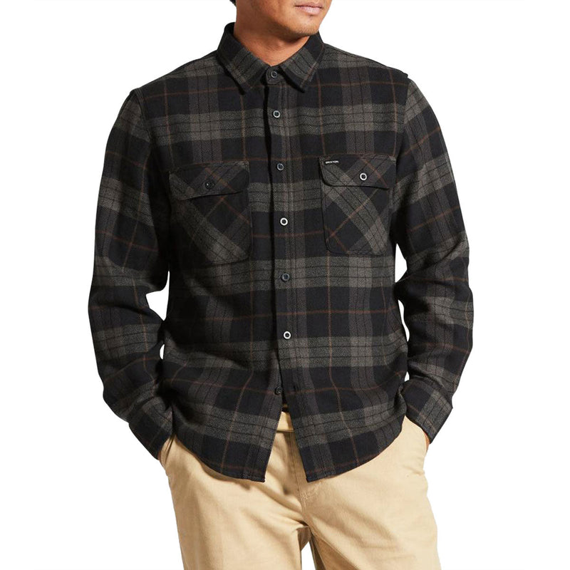 Brixton Bowery Flannel Long Sleeve Shirt - Black/Charcoal