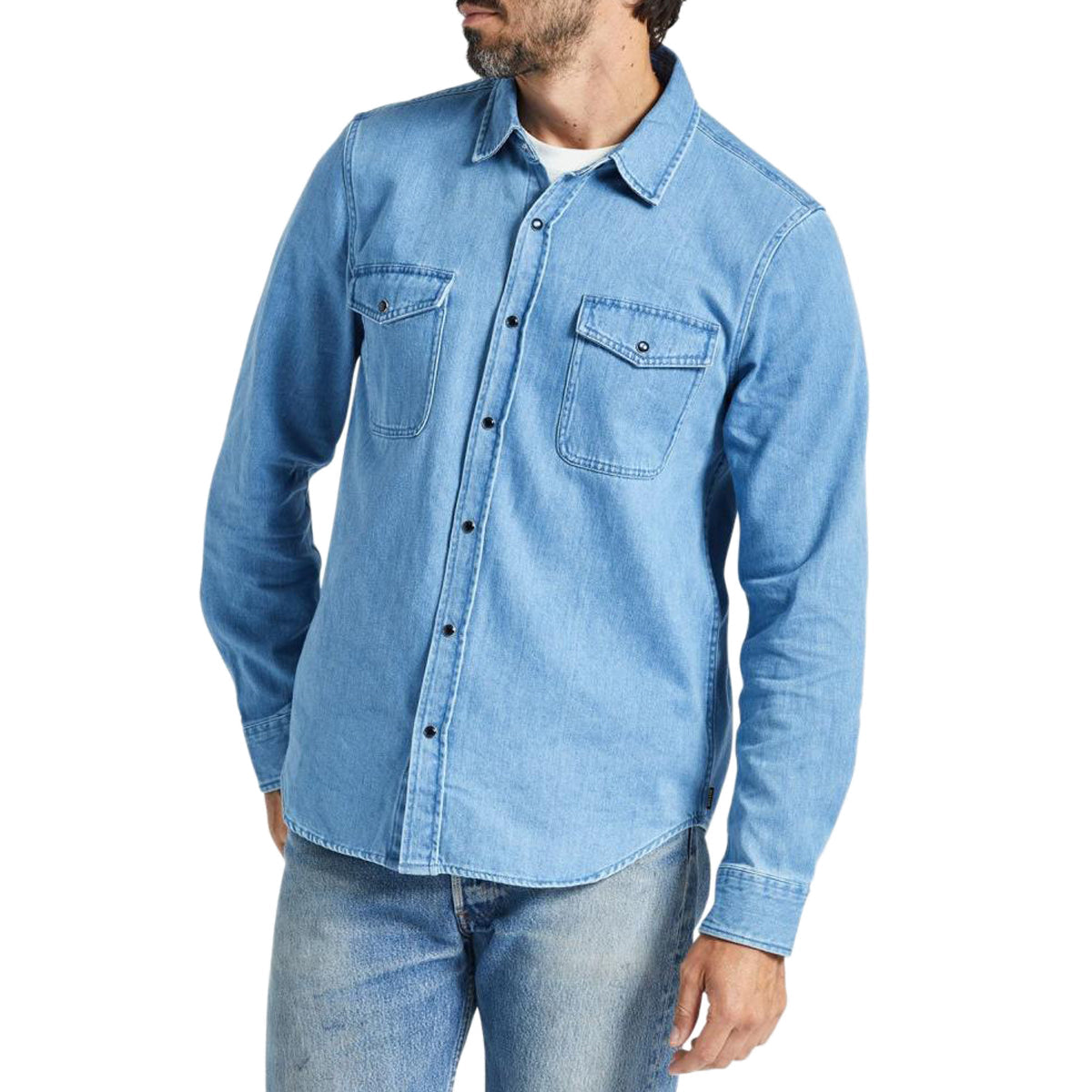 Brixton Wayne Long Sleeve Shirt - Washed Indigo