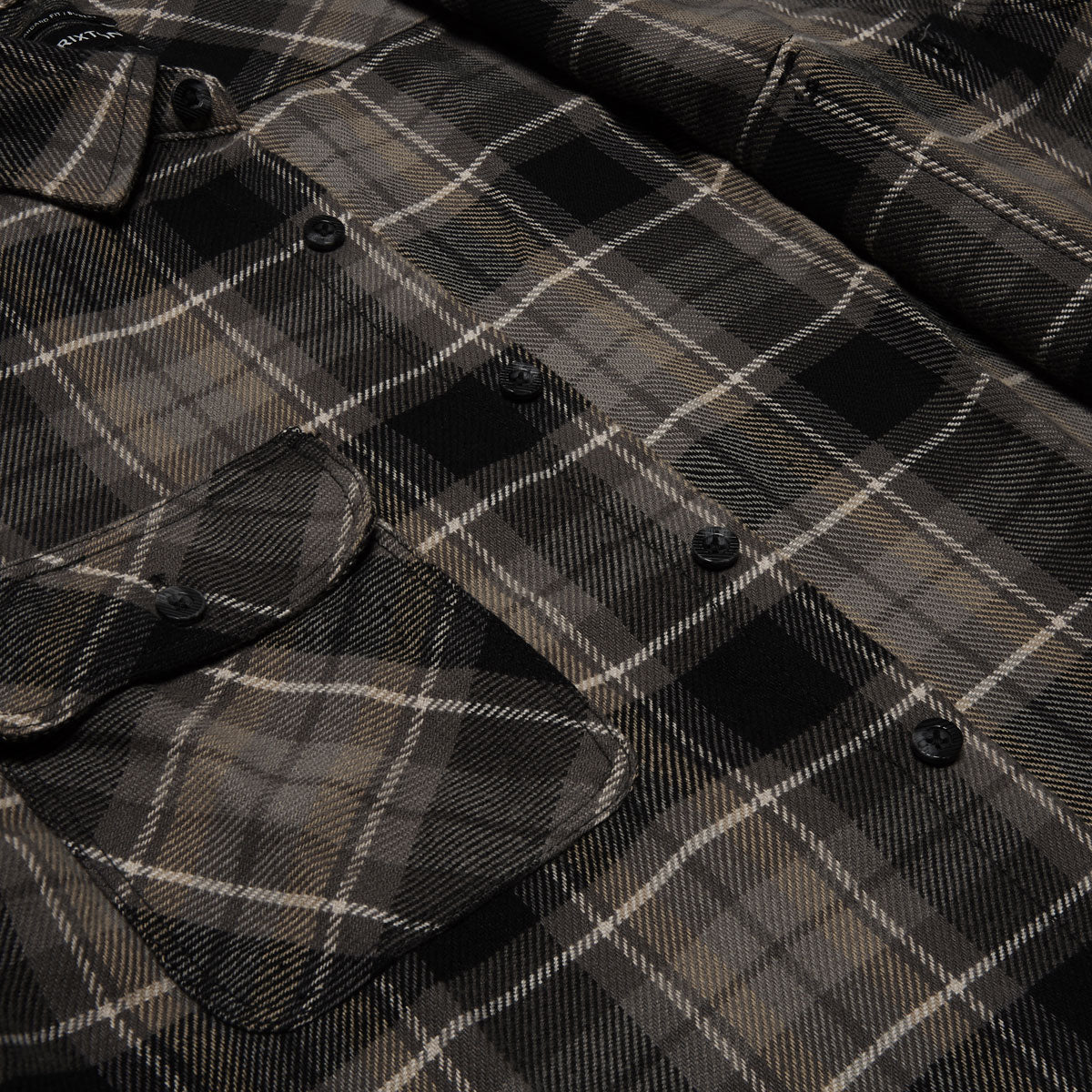 Brixton Bowery Flannel Long Sleeve Shirt - Black/Charcoal/Oatmeal image 3