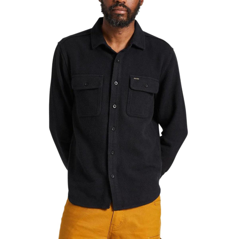 Brixton Bowery Textured Twill Over Shirt - Black
