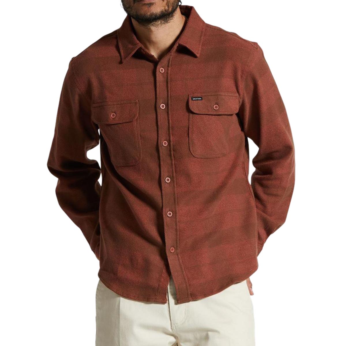 Brixton Bowery Stretch Water Resistant Flannel Shirt - Sepia/Terracotta image 1