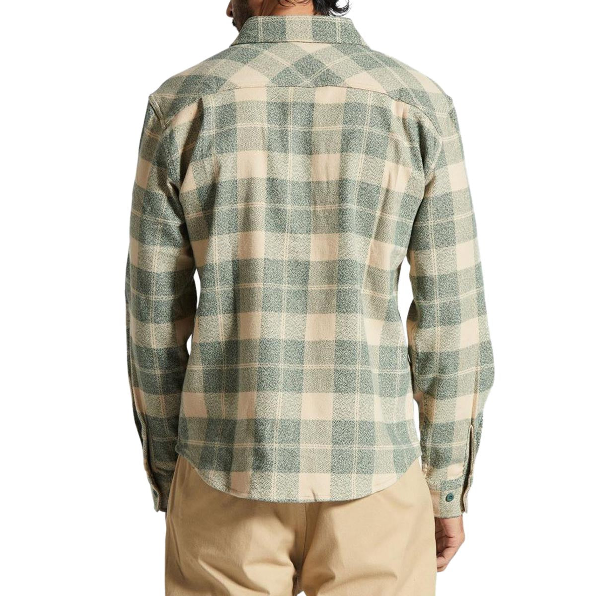 Brixton Bowery Stretch Water Resistant Flannel Shirt - Trekking Green/Oatmilk image 2