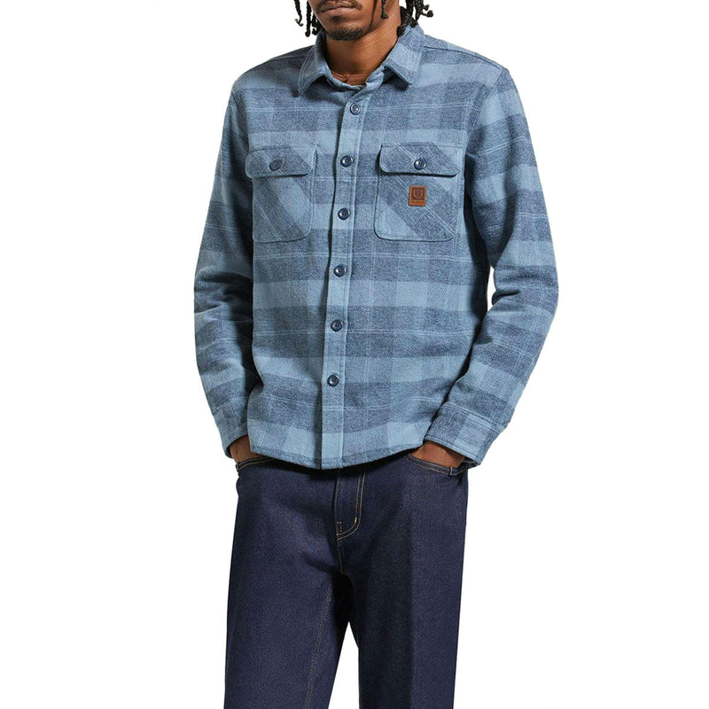 Brixton Bowery Heavyweight Long Sleeve Flannel Shirt - Mirage Blue/Washed Navy