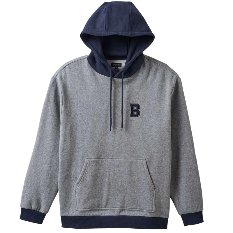 Brixton Retro Heavyweight Hoodie - Heather Grey/Washed Navy