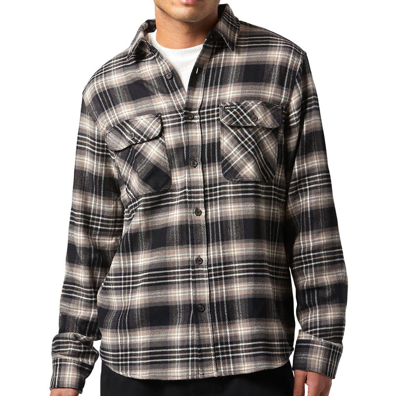 Brixton Bowery Long Sleeve Flannel Shirt - Black/Charcoal/Beige